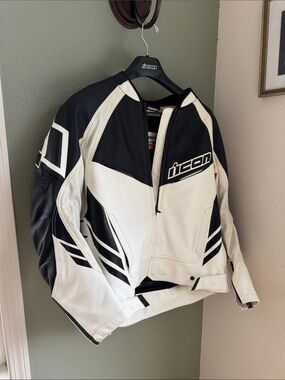 ICON Black and White Sport Motorcycle Jacket